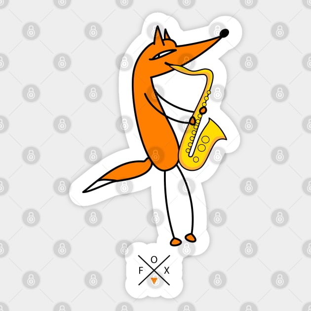 Fox and saxophone Sticker by spontania